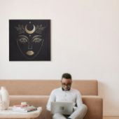 Golden Moon Crown Abstract Feminine Portrait キャンバスプリント