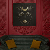 Golden Moon Crown Abstract Feminine Portrait キャンバスプリント