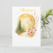 Golden Moon Winter Floral Thank You Card サンキューカード (スタンド正面)