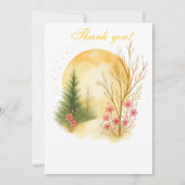 Golden Moon Winter Floral Thank You Card サンキューカード (裏面)