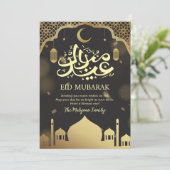 Golden Mosque Arch and Confetti Eid Mubarak Card シーズンカード (スタンド正面)