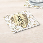 Golden Music Pick – Treble Clef Art スクエアペーパーコースター (アングル)