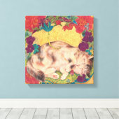  Golden Nap: Feline Serenity in Bloom キャンバスプリント (インサイチュ (ウッドフロア))