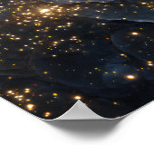 Golden Nebula Sparkles Midnight Blue Cosmos ポスター (角)