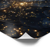 Golden Nebula Sparkles Midnight Blue Cosmos ポスター (コーナー)