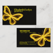 Golden Neon Wings: Luxurious Business Card Design 名刺 (正面/裏面)