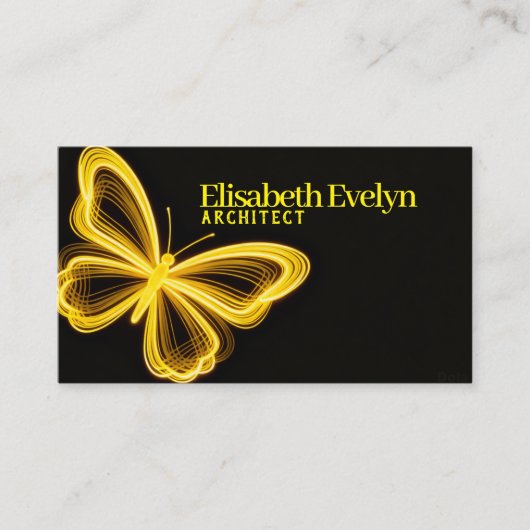 Golden Neon Wings: Luxurious Business Card Design 名刺 (正面)