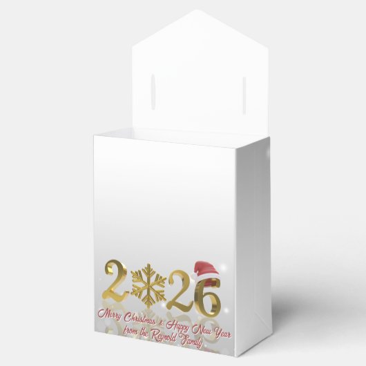 Golden New Year 2026 with Snowflake and Santa Hat フェイバーボックス (オープン)