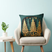 Golden Night Woodland – Christmas Tree Pattern クッション (椅子)