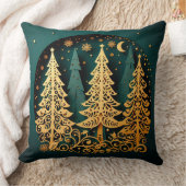 Golden Night Woodland – Christmas Tree Pattern クッション (ブランケット)