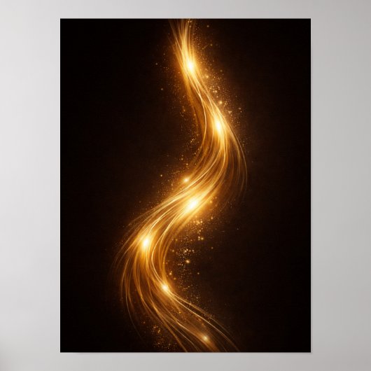 Golden Noir Abstract Wall Art – Luxury Gold ポスター (正面)