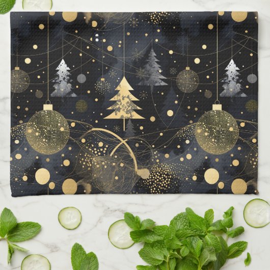 Golden Noir Christmas  キッチンタオル (折り畳み)