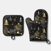 Golden Noir Christmas  鍋つかみ&鍋敷きセット (正面)