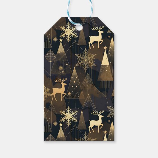 Golden Noir Christmas Forest ギフトタグ (正面)