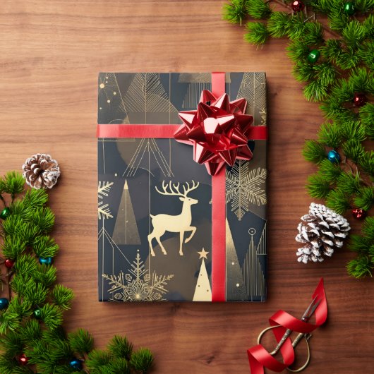 Golden Noir Christmas Forest ラッピングペーパー (クリスマスギフト)