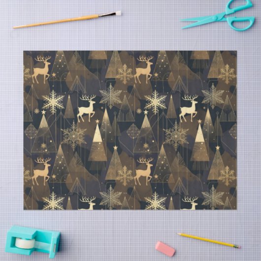 Golden Noir Christmas Forest 薄葉紙 (クラフト)