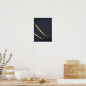 Golden Noir Minimal Lines Wall Art – Black & Gold  ポスター (キッチン)