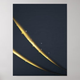 Golden Noir Minimal Lines Wall Art – Black & Gold  ポスター