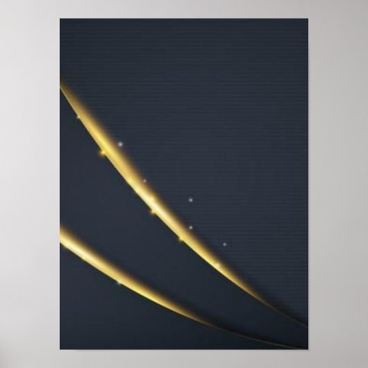 Golden Noir Minimal Lines Wall Art – Black & Gold  ポスター (正面)