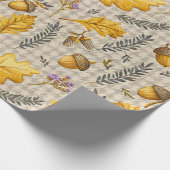 Golden Oak and Acorn for Thanksgiving Gifts ラッピングペーパー (角)