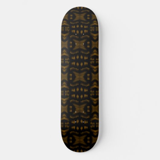 Golden Obsidian Tribal Ikat Pattern スケートボード (正面)