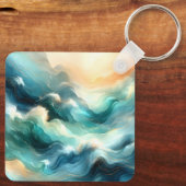 Golden Ocean Flow Abstract Waves キーホルダー (裏面)