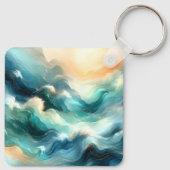 Golden Ocean Flow Abstract Waves キーホルダー (裏面)