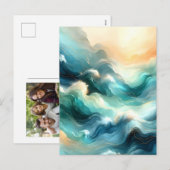 Golden Ocean Flow Abstract Waves シーズンポストカード (正面/裏面)
