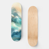 Golden Ocean Flow Abstract Waves スケートボード (正面)