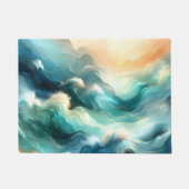 Golden Ocean Flow Abstract Waves ドアマット (正面)