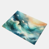 Golden Ocean Flow Abstract Waves ドアマット (アングル)