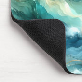 Golden Ocean Flow Abstract Waves マウスパッド (コーナー)