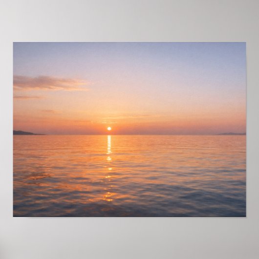Golden Ocean Sunset Horizon Calm Sea ポスター (正面)