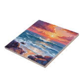 Golden Ocean Sunset | Watercolor Coastal Radiant タイル (側面)