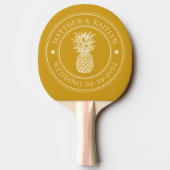 Golden Ochre Pineapple Wedding Crest & Names 卓球ラケット (裏面)
