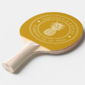 Golden Ochre Pineapple Wedding Crest & Names 卓球ラケット (正面アングル)