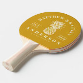 Golden Ochre Tropical Pineapple Wedding Crest 卓球ラケット (正面アングル)