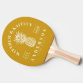 Golden Ochre Tropical Pineapple Wedding Crest 卓球ラケット (横)