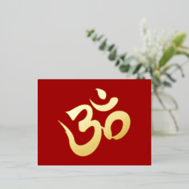 Golden OM On Dark Red 箔シーズンポストカード