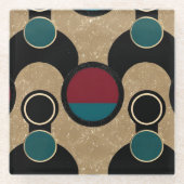 Golden Orbit Bold Circles Abstract Throw Cushion ガラスコースター (正面)