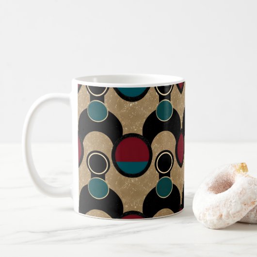 Golden Orbit Bold Circles Abstract Throw Cushion コーヒーマグカップ (ドーナツ)