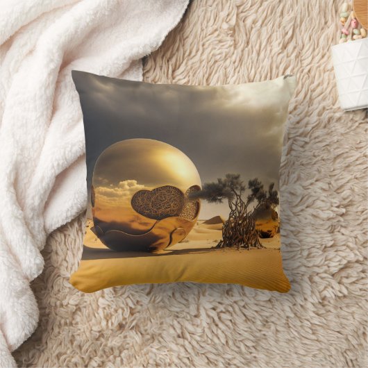 Golden Orbs in the Desert Storm クッション (ブランケット)