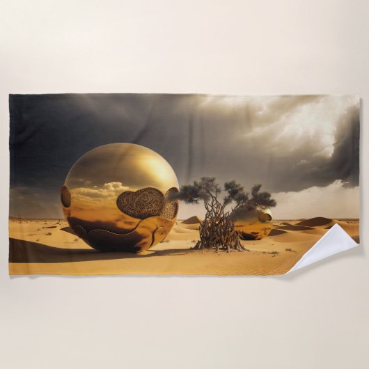 Golden Orbs in the Desert Storm ビーチタオル (正面)