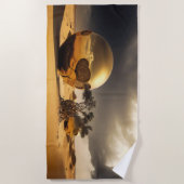 Golden Orbs in the Desert Storm ビーチタオル (正面)