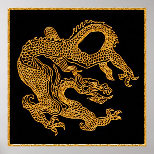 Golden oriental dragon 01 ポスター (正面)