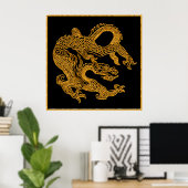 Golden oriental dragon 01 ポスター (ホームオフィス)