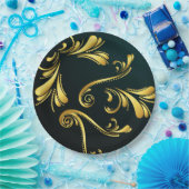 Golden ornament paper plates ペーパープレート (パーティー)
