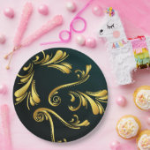 Golden ornament paper plates ペーパープレート (パーティー)