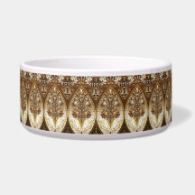 Golden Ornate Ceramic Pet Bowl