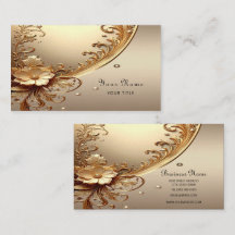 Golden Ornate Floral Business Card